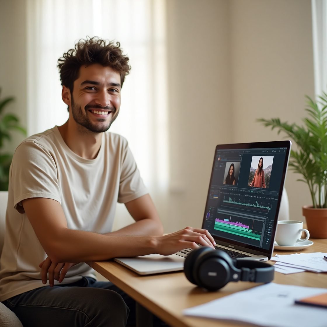 Produção audiovisual refinada, com cortes, efeitos e ajustes que tornam vídeos mais dinâmicos e atrativos.